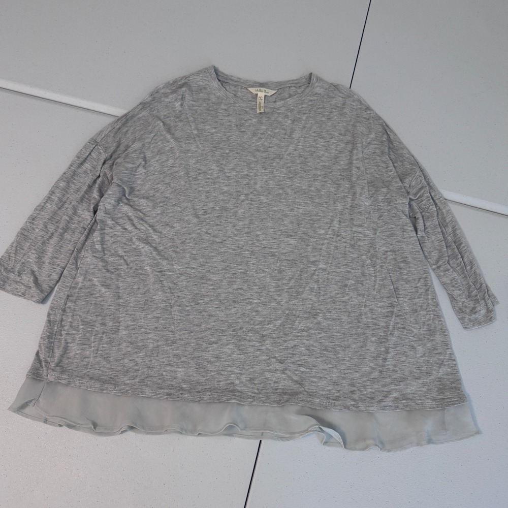 Matilda Jane Gray Layered Hem Long Sleeve Tunic Top Small ff